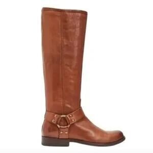 FRYE Phillip Knee High Leather Harness Equestrian Riding Boots Brown 7